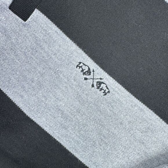 Buffalo David Bitton Striped Long Sleeve Polo - Size Large - Black / Gray - Picture 2 of 5